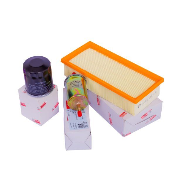 Vehicle service kit containing air, fuel and oil filters